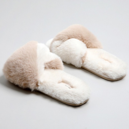 Тапочки Halluci "Мех" (Бело-бежевый)