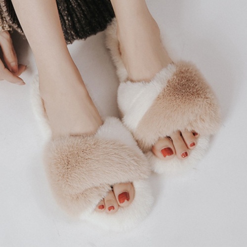 Тапочки Halluci "Мех" (Бело-бежевый)